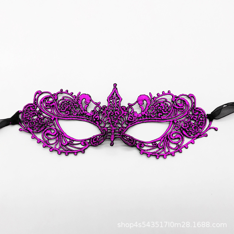 Máscaras de perforación de encaje de oro y plata transfronterizas, máscaras de fiesta de baile de maquillaje de damas con cara gruesa