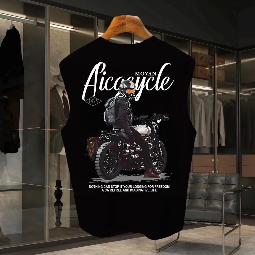 Men's Printed Motorcycle Tank Top Breathable Summer Vest_voghion.com