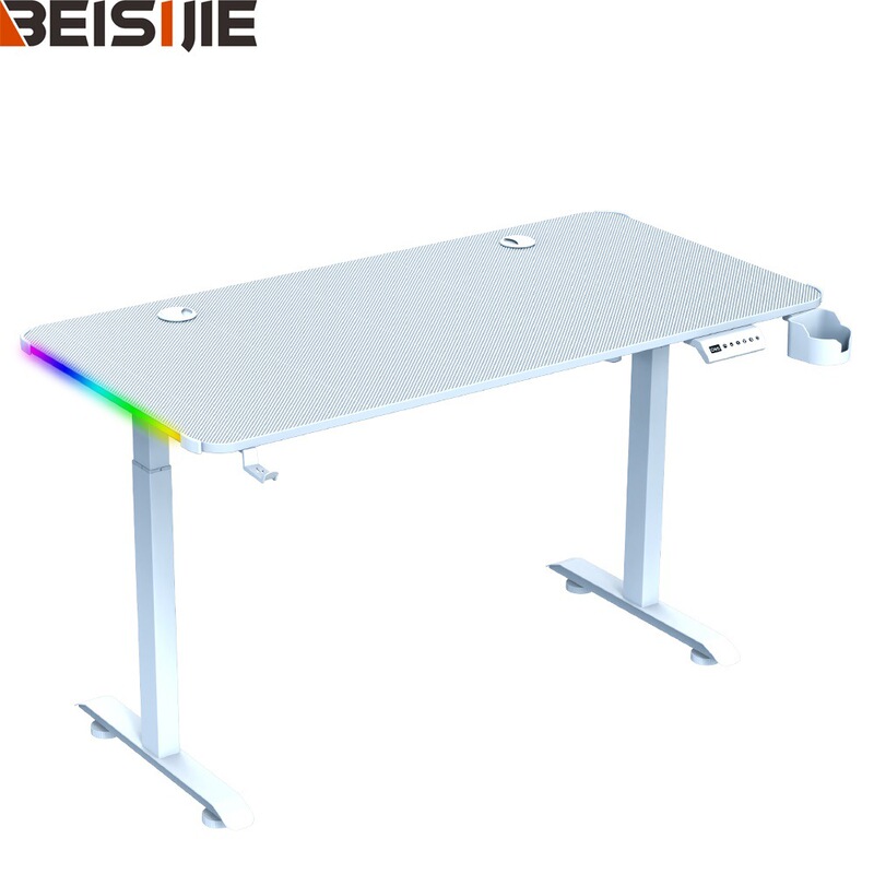 Beesje Smart Lift Table Carbon Fiber Magic Color LED Atmosphere Light E-Sports Table Game Computer Table Desktop Home