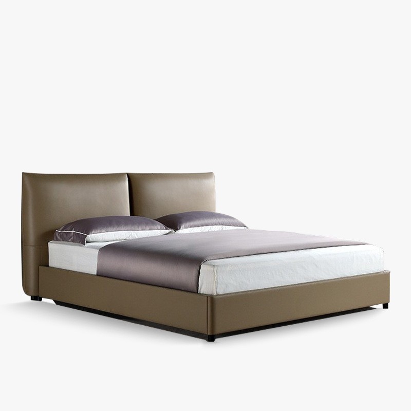 Minimalist tofu block leather bed, light luxury simple designer master bedroom, frosted fabric 1.8 double wedding bed