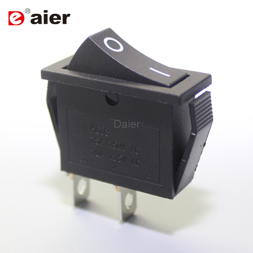 KCD3-101供应 SPST单刀船形开关 船型开关 2脚黑红白盖翘板开关