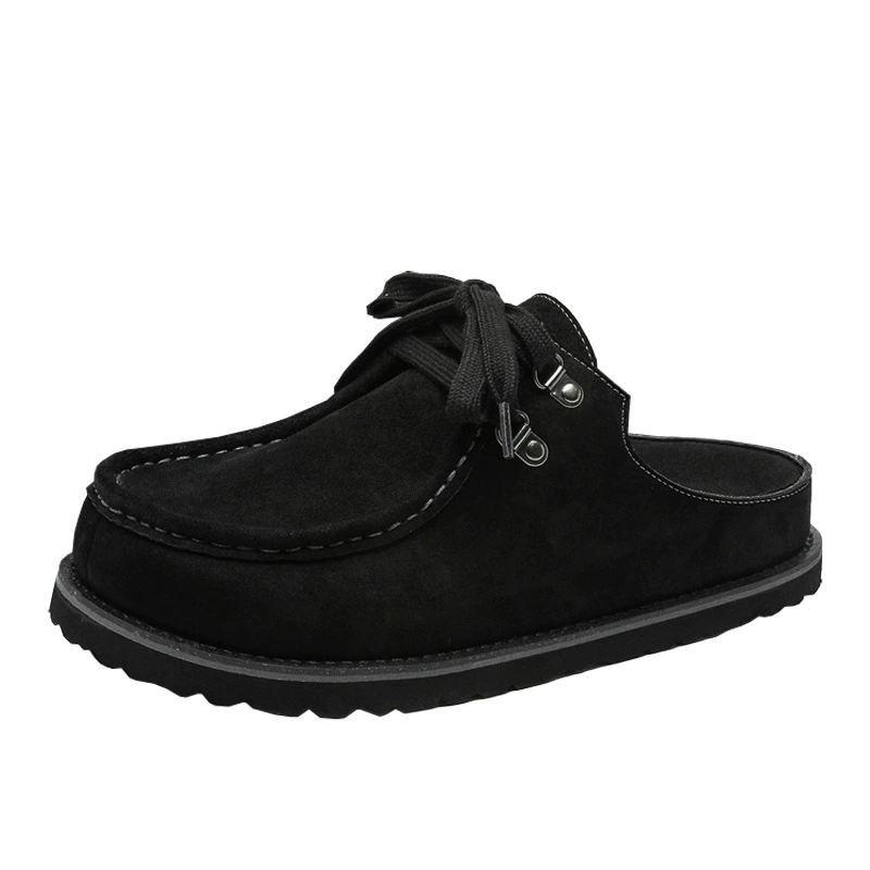 Ретро универсальные Birkenstocks 2025 весна, новые шнурованные замшево-кожаные шлёпанцы с открытым носком для ленивых
