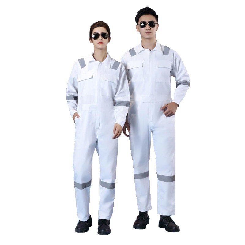 Ropa de trabajo de soldadura de reparación de automóviles de reparación de máquinas de overoles de una pieza de algodón puro a prueba de polvo resistente al desgaste resistente a las manchas banda reflectante tripulación marineros herramientas