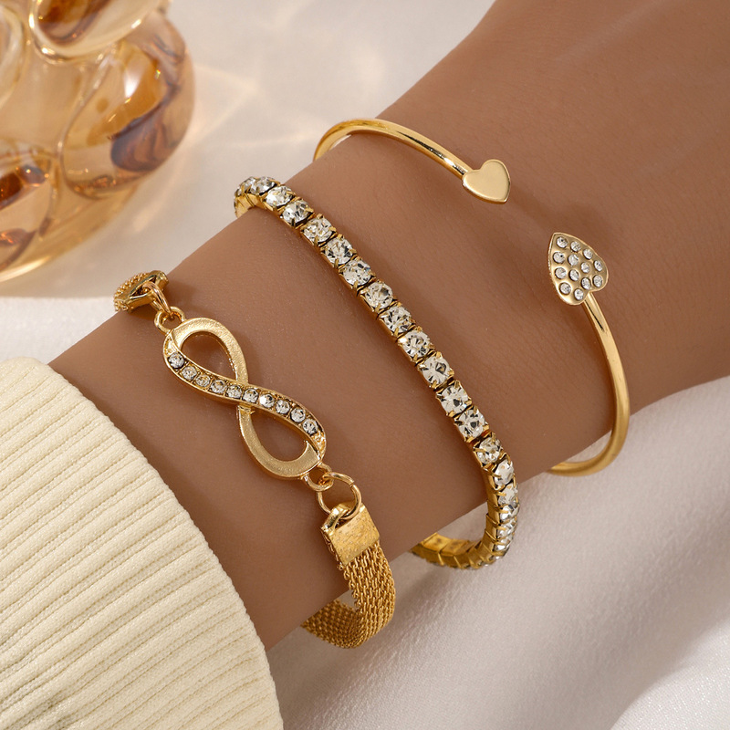 Cross-border Hot Selling Fashion Simple Unlimited Symbol Styling 3-piece Set Bracelet Creative 8-character Bracelet Jewelry for Girls