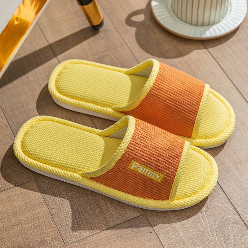 Zapatillas de lino de las mujeres de cuatro estaciones casa interior casa mudo pareja piso inferior suave antideslizante de lino de algodón sandalias de los hombres