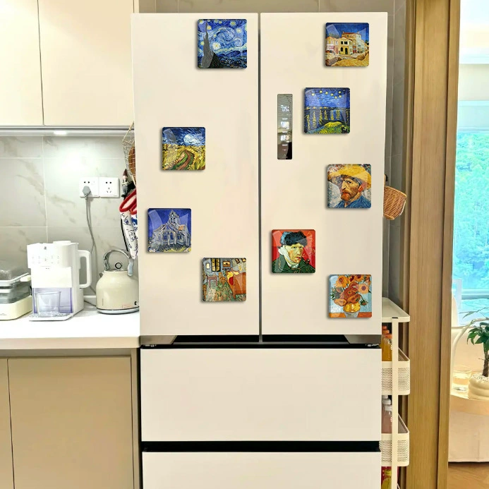 (Cross-border trading), accessory, starry sky with sunflower extract, square glass fridge magnet, with gem