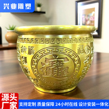 纯铜百福缸金蟾聚宝盆黄铜米缸聚财摆件家居工艺品铜缸供水杯定制