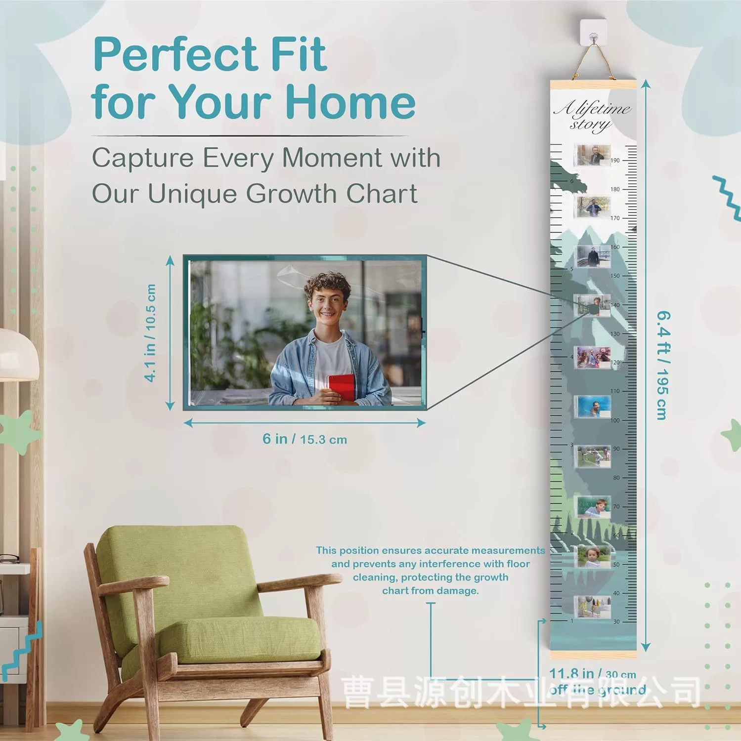 Популярная на Amazon детская линейка для измерения роста малышей, мультяшная наклейка на стену, точное измерение для дома