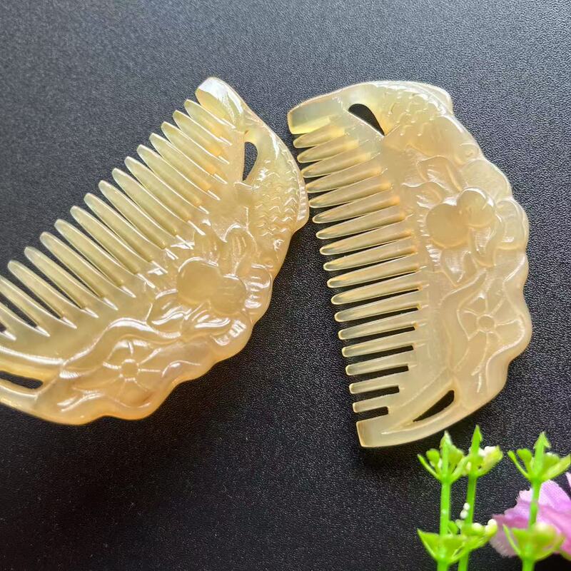 绵羊角精雕工艺梳厚款半圆包包梳雕花手柄梳牛角经络梳子厂家批|undefined