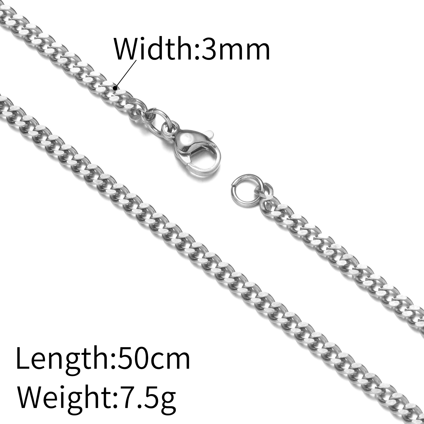 Lina Girl Titan-Perlenkette mit Schlangenknochen-Anhänger, farbecht, galvanisiert, quadratisch, aus europäischem und amerikanischem Edelstahl, kubanischem Stil_voghion.com