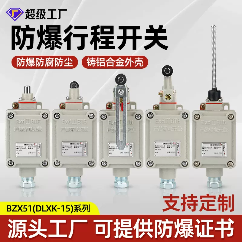 BZX51-5Z/L/N/T限位开关铸铝合金滚轮防爆开关DLXK5防爆行程开关