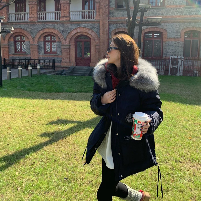 2025 Real Fur Collar Hooded Workwear Parka down Jacket for Women, Winter Thickened Mid-Length Coat with a High-End Feel 2025 Real Fur Collar Hooded Workwear Parka down Jacket for Women, Winter Thickened Mid-Length Coat with a High-End Feel