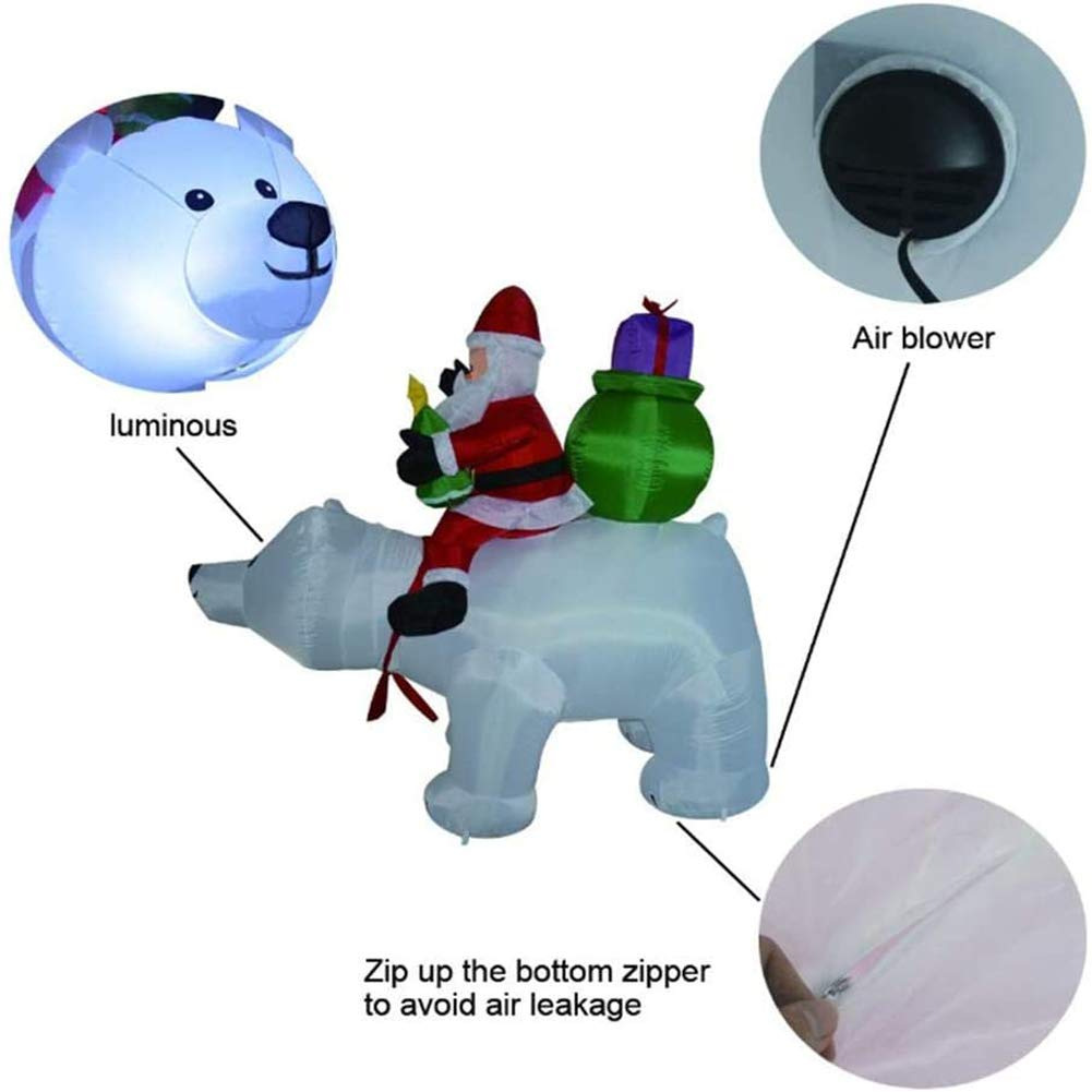 Venta caliente transfronteriza suministros de Navidad modelo inflable 2,1 m Santa Claus equitación sacudiendo la cabeza del oso decoración de Navidad
