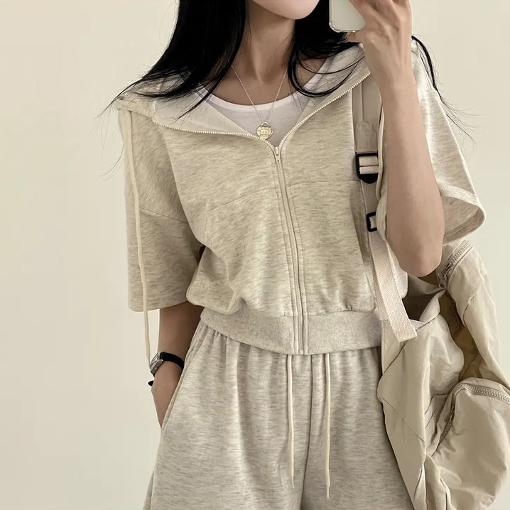quality cotton set with zipper with hood