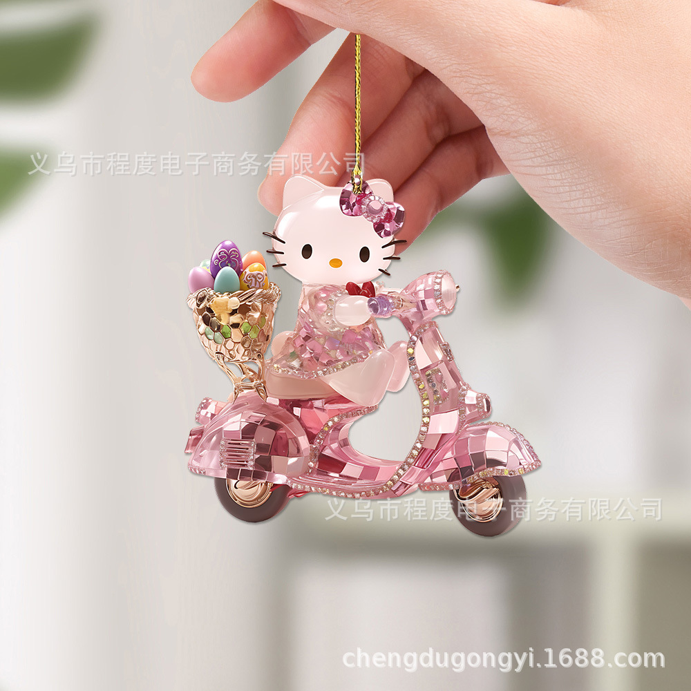 Día de San Valentín transfronterizo paseo eléctrico lindo gato Sanrio lindo rosa acrílico 2D colgante plano