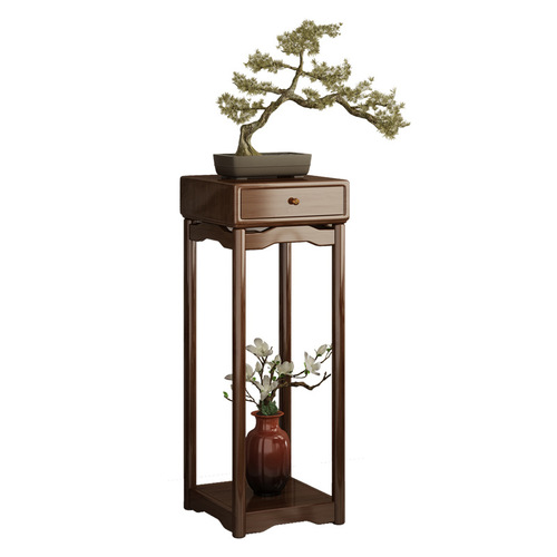 New Chinese potted plant rack tea room ornaments display rack elegant Zen living room flower rack floor-standing mildew-proof flower pot storage rack