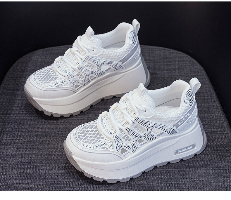 Giày sneaker nữ đế dày lưới thoáng khí phong cách retro — Trắng 5086, Champagne 5086, Tím 5086 chi tiết 22
