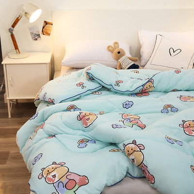 批发加厚保暖羽丝绒被芯单人被双人印花磨毛学生宿舍被褥可水洗