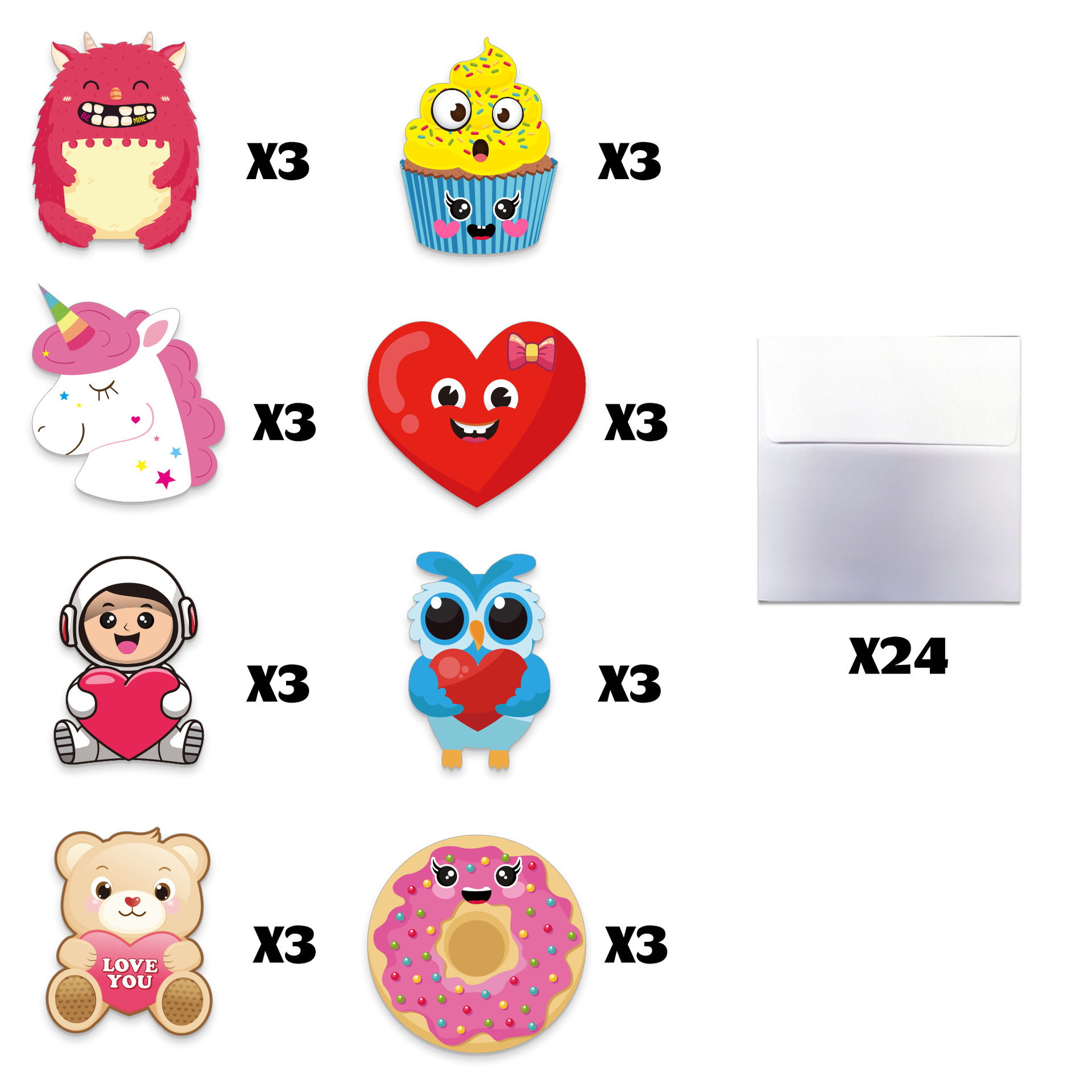 Ventas transfronterizas calientes Día de San Valentín colorido caricatura DIY Tarjeta de felicitación Día de la Madre Decoración de San Valentín Confesión Conjunto de regalo