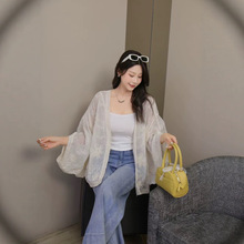 90-145斤100%棉法式钩花镂空刺绣蕾丝上衣加大码胖mm宽松防晒开衫