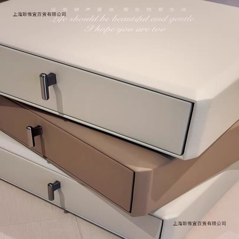 全实木意式奶油卧室三层可旋转床头柜床边柜简约现代360度旋转|undefined