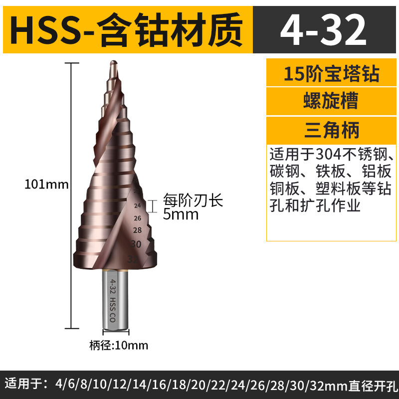 含钴宝塔型钻头高硬度金钢不锈钢板打孔钻铁专用钻头万能开扩孔器|undefined