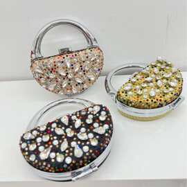 迷你包包口红包新款2025斜挎小包单肩包女镶钻装饰跨境图片下单硬