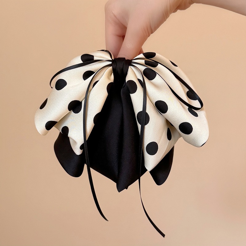 Mallas de tela impresa dulce arco flotante clip de agarre de alta sensibilidad cabello bajo clip de cabello de cola de caballo clip de cabello de disco de cabeza posterior