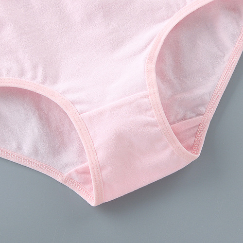 Girls' underwear, pure cotton, mid-waist, solid color, briefs, 10-11-12-13 years old, developing middle-aged children, summer