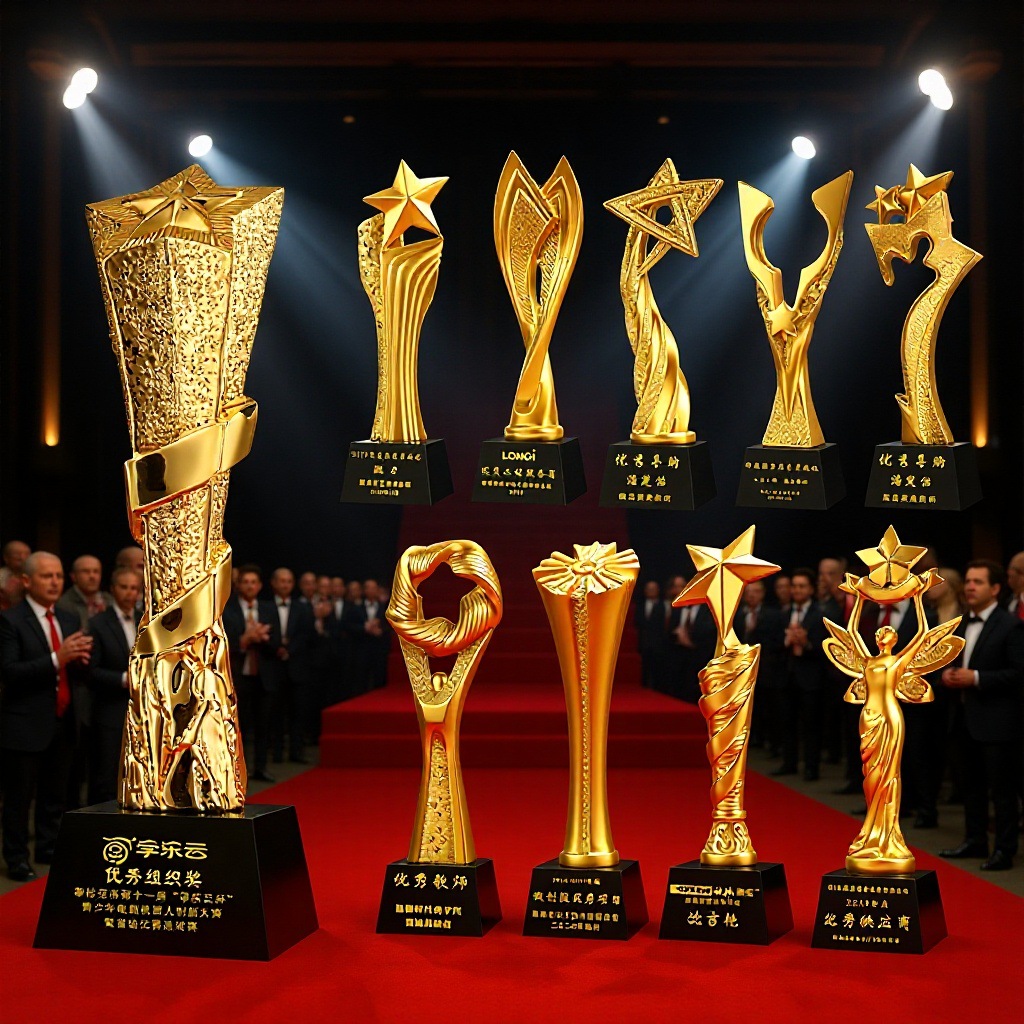一体树脂奖杯舞蹈赛事创意金银铜五角星皇冠员工年会比赛颁奖