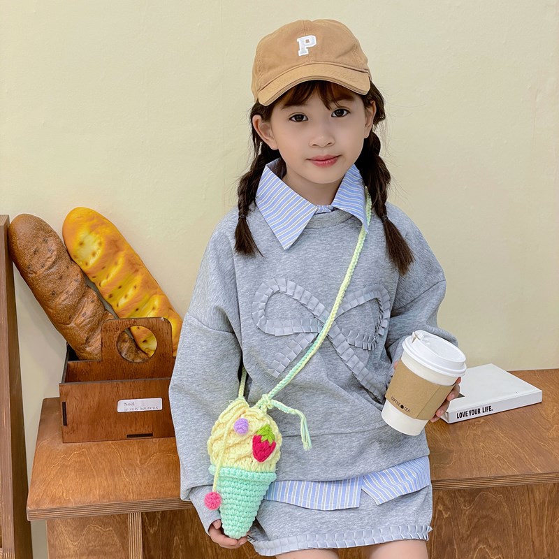 Caricatura encantadora bolsa de hombro de gancho para niños y niñas, helado dulce para padres e hijos, bolsa de mochila, otoño y invierno, nueva bolsa de fresa