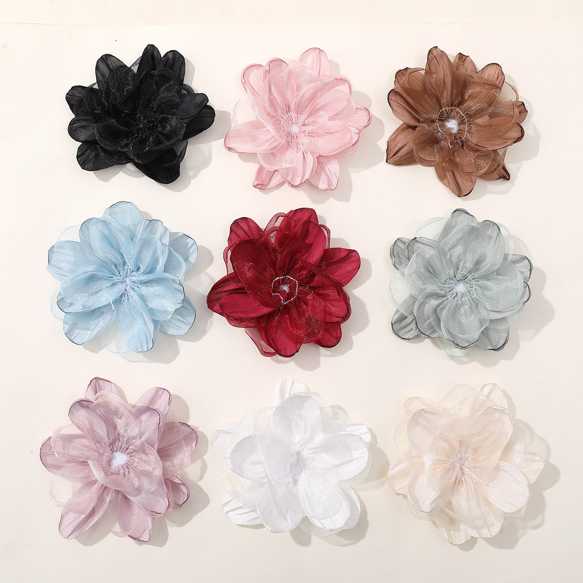 氣質超仙手作燒邊歐根紗花朵梔子花飾品配件DIY頭飾頸鏈材料批發