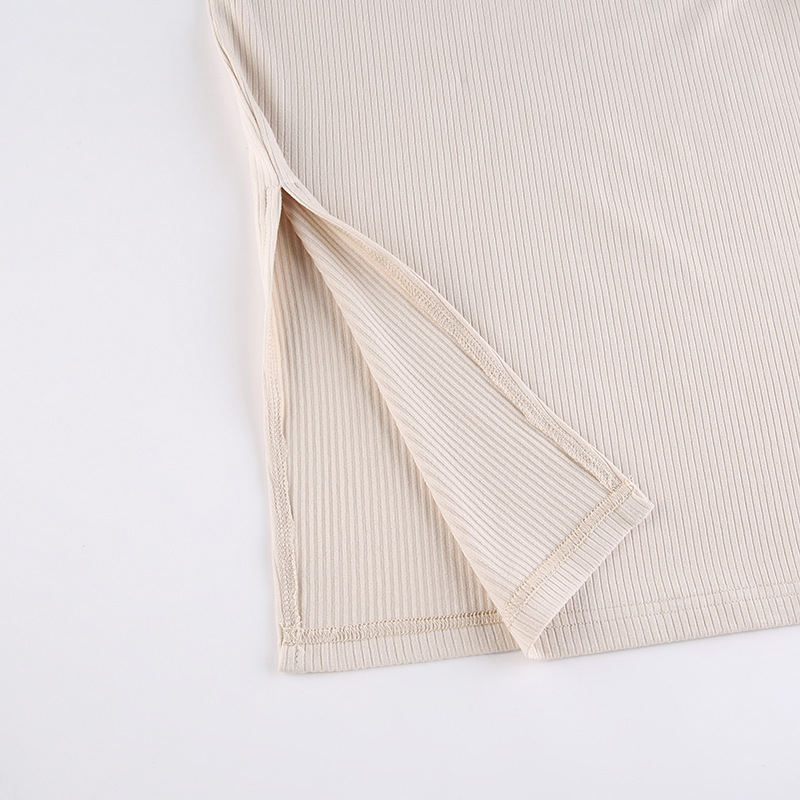 Slim V-Neck Long Sleeve Split Knitted Pit Strip Dress NSSSN115114