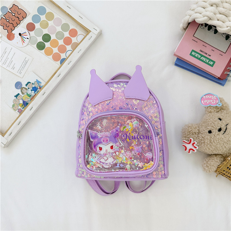 Caricatura transparente esquinilla mochila infantil princesa mini mochila chicas moda lindos arco mochila bebé