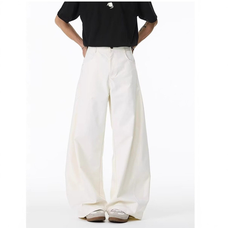 White Deconstructed Scimitar Pants 2025 Summer New Couple Loose Straight Pants Unisex Versatile Casual Long Pants