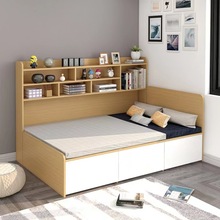 榻榻米床小户型一体儿童储物床简约现代书架靠墙高箱榻榻米单人床