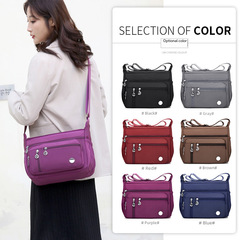 休閒跨境時尚亮片尼龍防水簡約輕便拉鏈袋大容量旅行斜跨包女分銷