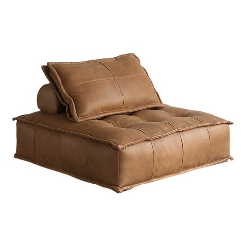 Piedmont modular sofa living room simple modern small apartment internet celebrity straight-line tofu block leather and fabric sofa