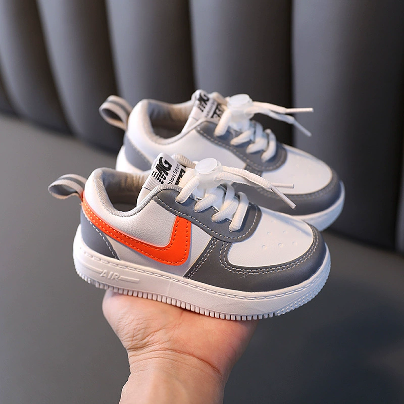 Children's low casual footwear, white shoes, sneakers for early age, 2021 collection