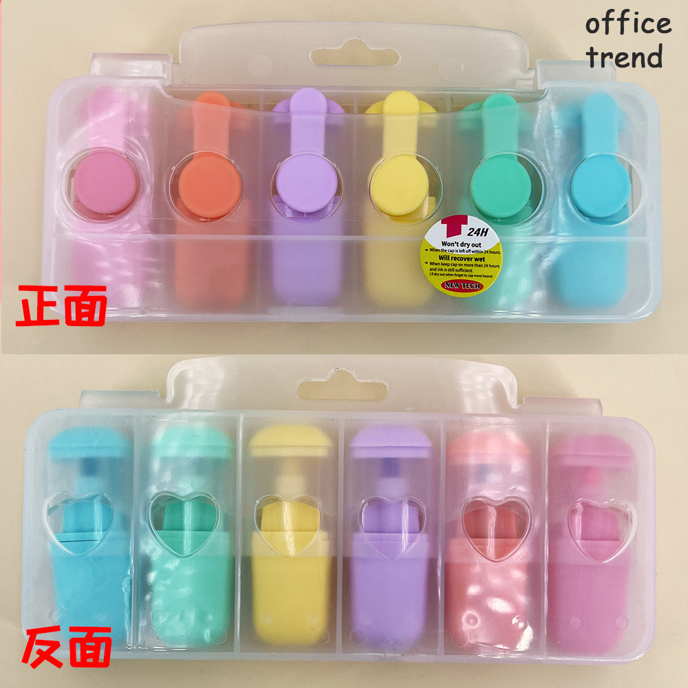 Lácteos de té simple marcador fluorescente bolígrafo para estudiantes con raspado respaldo de color clave