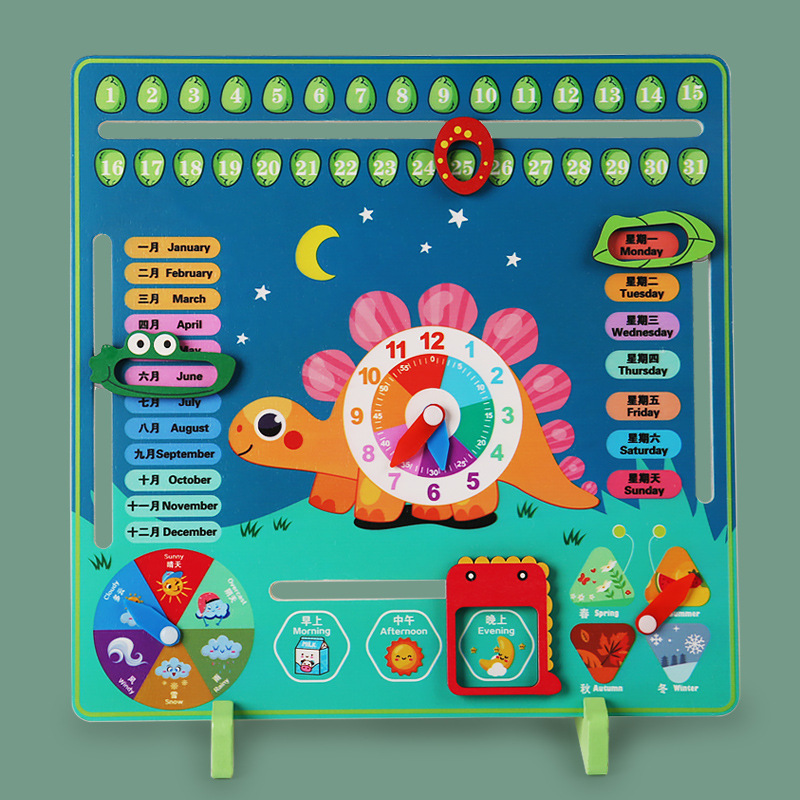 Montessori reloj de calendario tablero de rompecabezas niños aprendizaje reloj de tiempo cognitivo Escuela Primaria enseñanza ayudas educación temprana juguetes Kindergarten