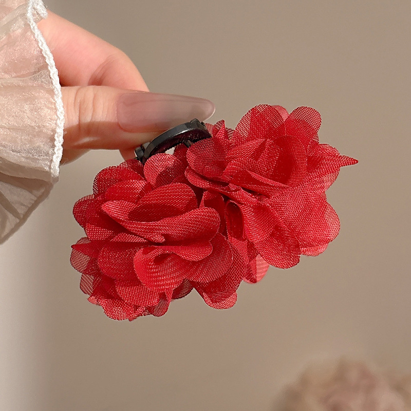 Clip de agarre de botón rojo de Encora para mujer nuevo clip de tiburón de pelo de disco de estilo de alta calidad en la parte posterior de la cabeza horquilla de temperamento