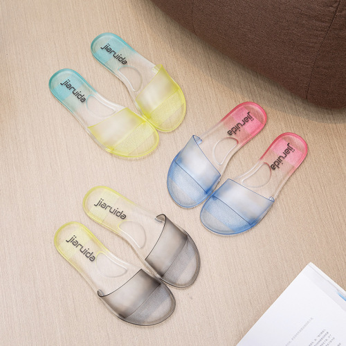 New Women's Summer Fashion Crystal Flat Slipper One-Piece Student Korean Style Versatile Outer Slipper Instagram Celebrity