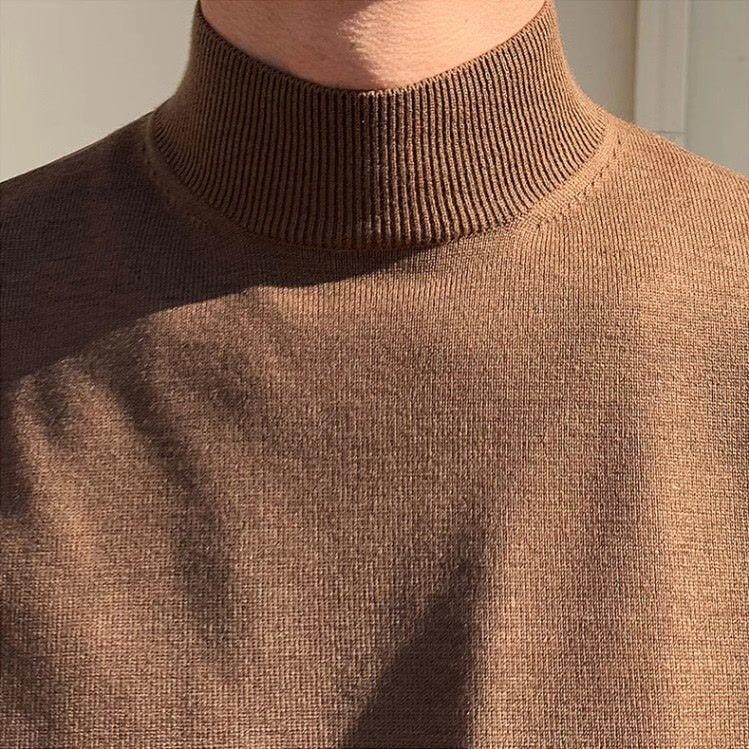 Korean Style Mock Turtleneck Sweater Men's Long-sleeved Warm Solid Color Sweater High-grade Midi Collar Simple Slim-fit Base Shirt Korean Style Mock Turtleneck Sweater Men's Long-sleeved Warm Solid Color Sweater High-grade Midi Collar Simple Slim-fit Base Shirt