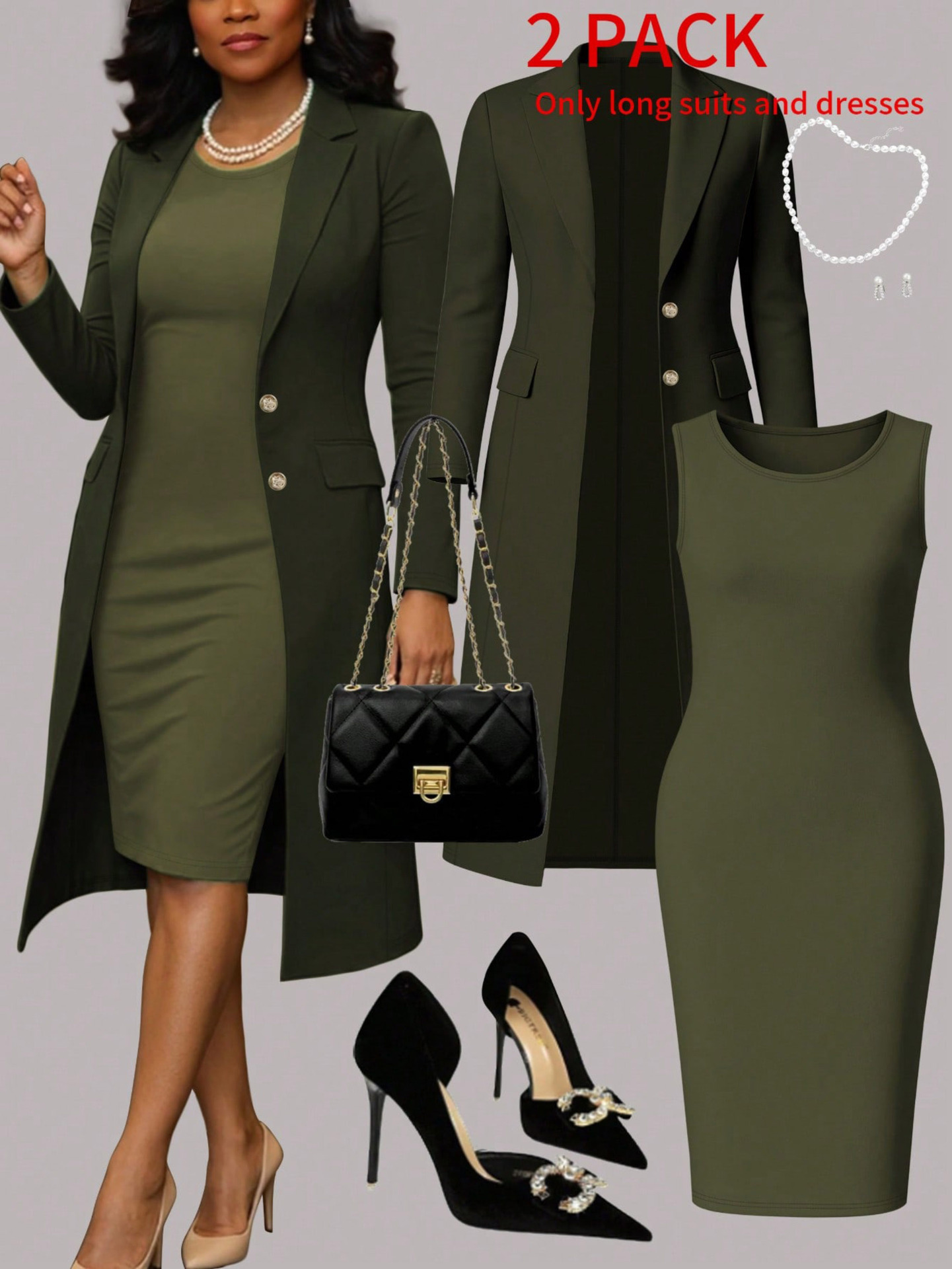 Completo blazer e vestito donna, tailleur elegante due pezzi_voghion.com
