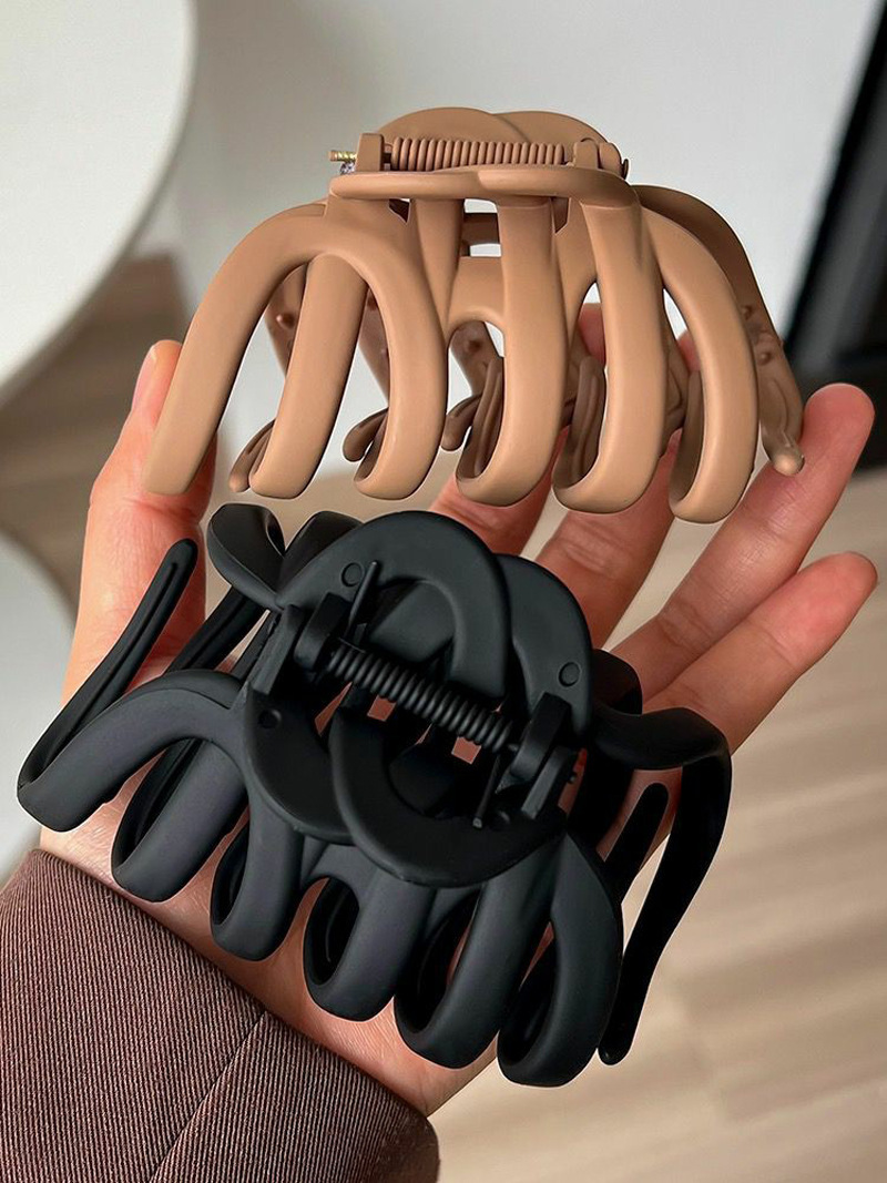 帮手描述图:大号复古气质磨砂南瓜抓夹盘发后脑勺加宽鲨鱼夹女头