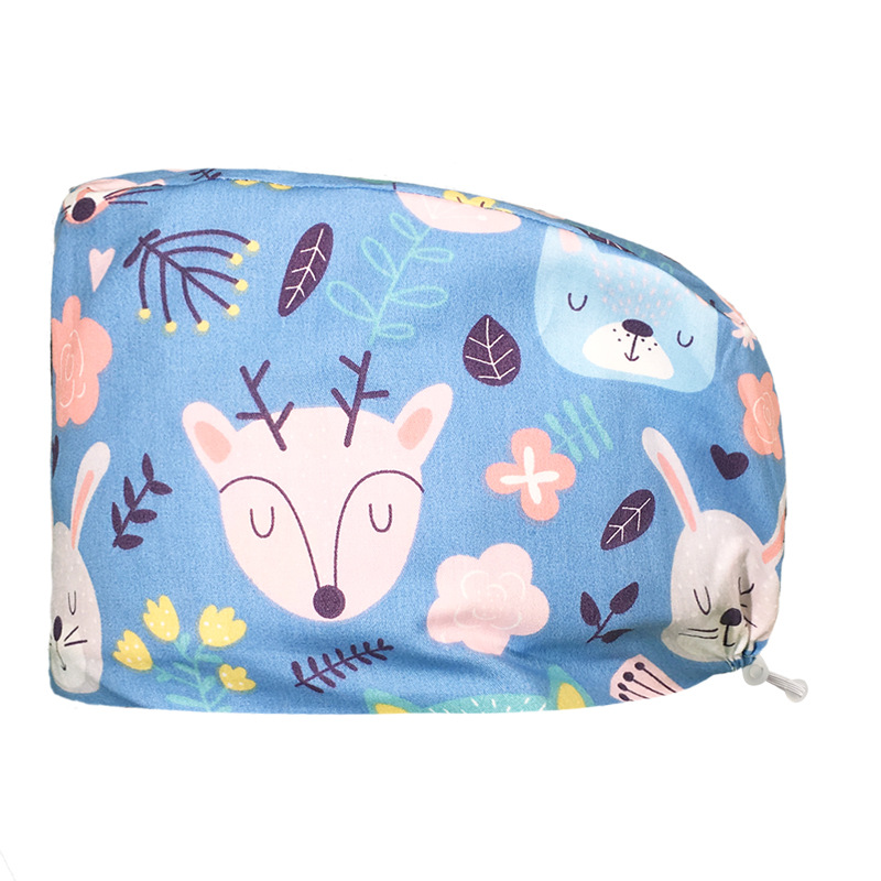 Algodón puro impreso casquillo de la enfermera tapa médica hogar tapa de la cocina aceite de catering a prueba de humo anti-pelo sombrero de trabajo de la enfermera