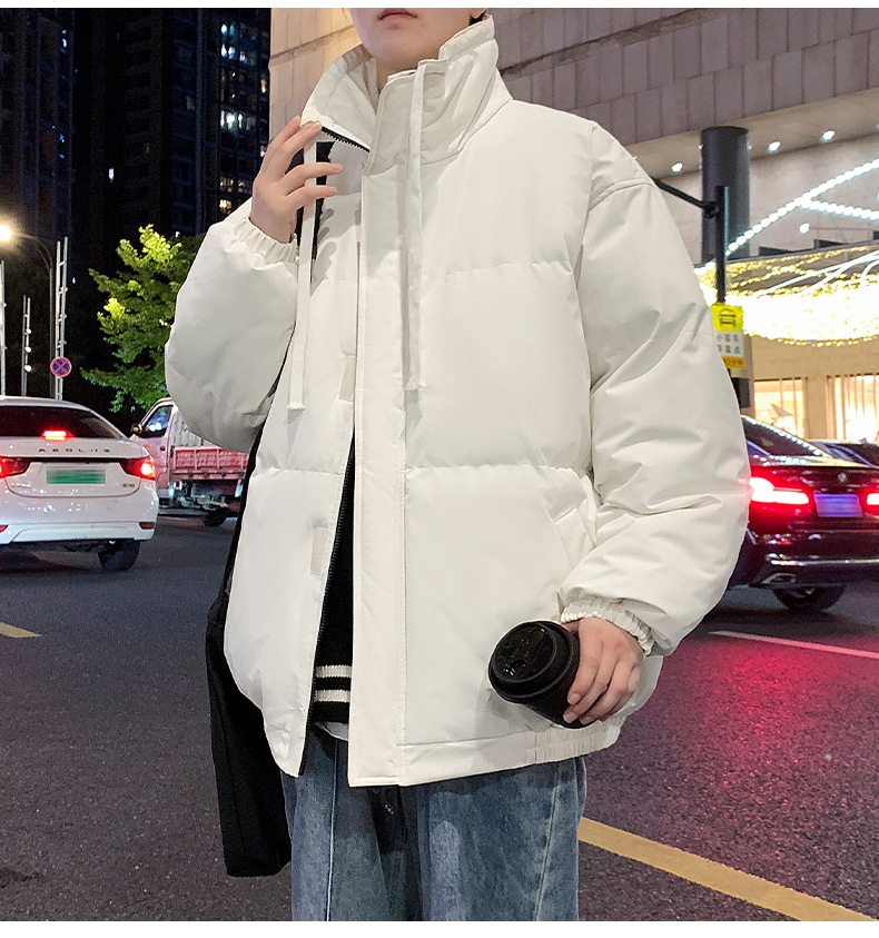 Unisex Padded Jacket With Stand-up Collar Warm Winter Coat_voghion.com