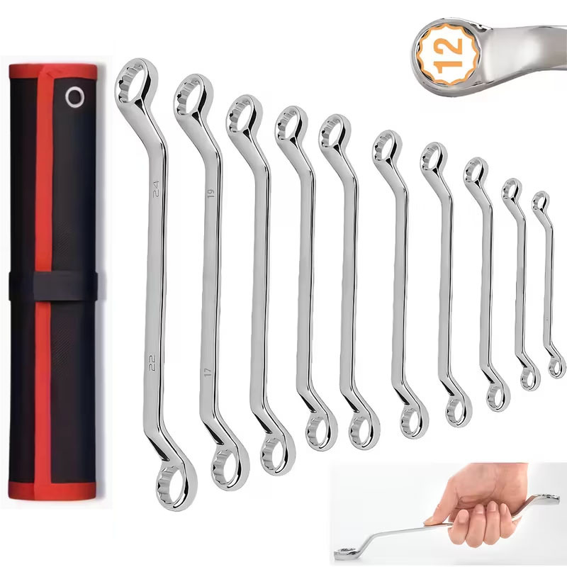 双头梅花扳手汽修梅花板手17-19机修眼睛扳手工具套装8-10mm