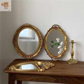 润家家挂复古欧式古典雕花壁镜子化妆镜浴室镜面居摆盘镜拍210630